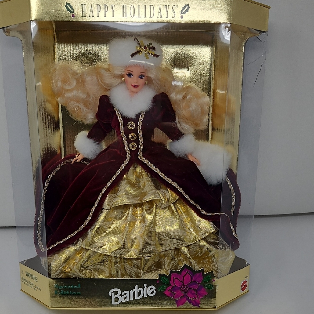 Barbie Holiday Doll in Burgundy and Gold Ensemble Vintage 1996